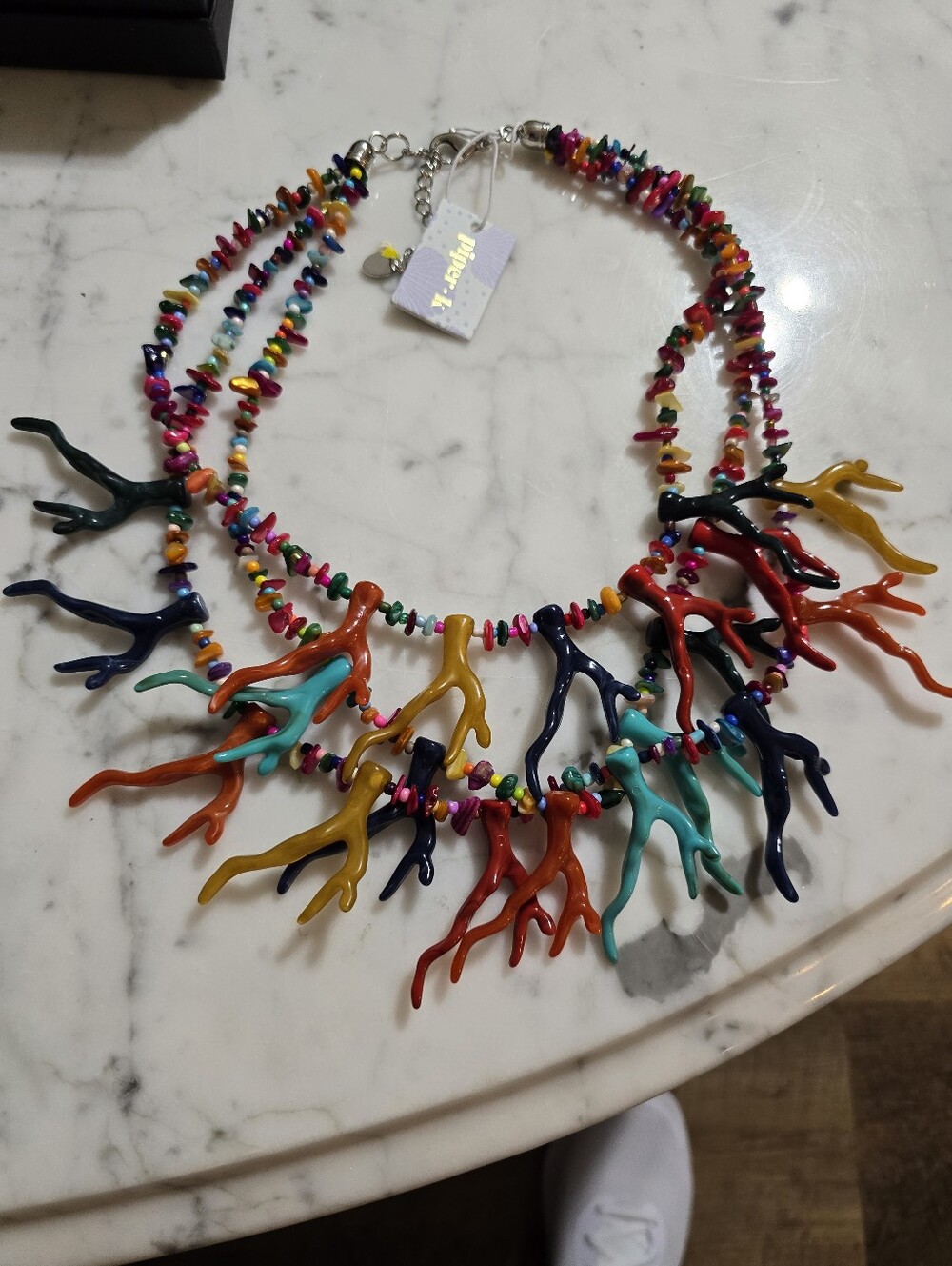 Multi-Color Coral Branch Statement Necklace -
